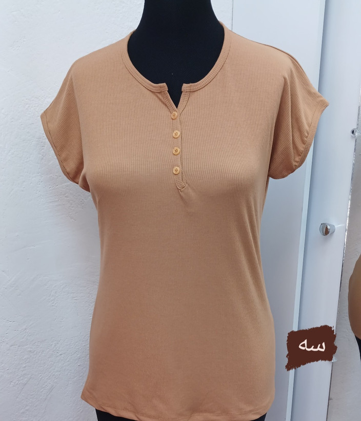 تیشرت کبریتی آستین سرخود جلودگمه