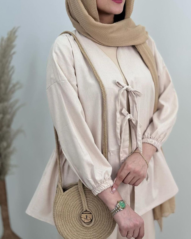 شومیز مانتو زنانه جلوبنددار پایین چیندار لینن