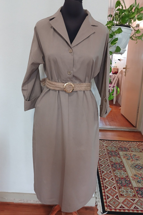 کقتان دو دکمه با کمربند کنفی
