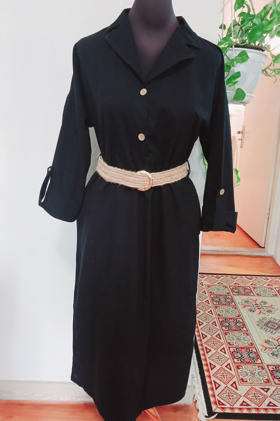 کقتان دو دکمه با کمربند کنفی
