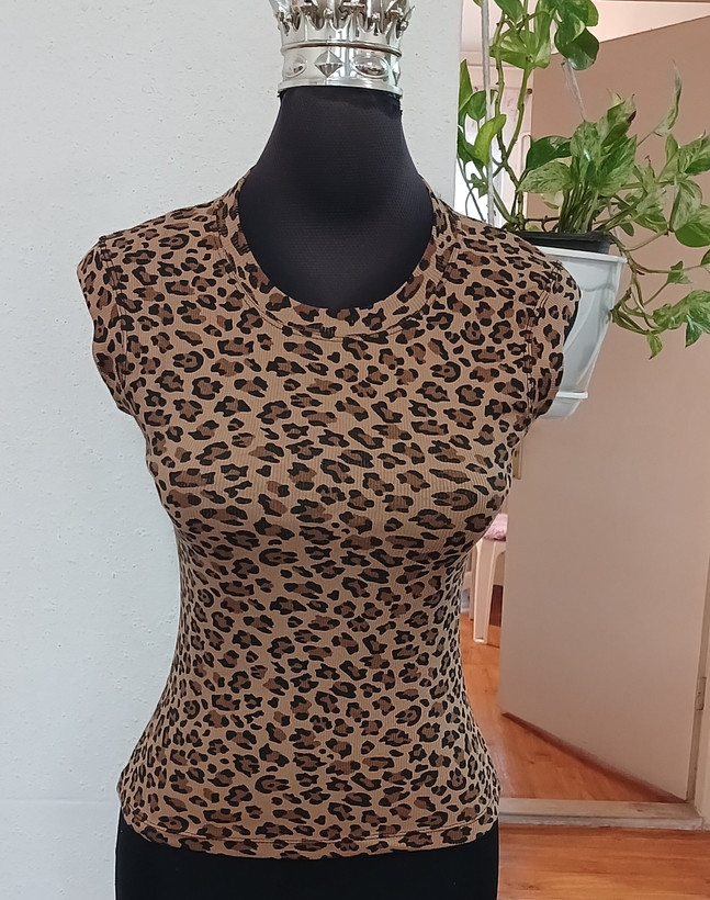 تاپ پلنگی کبریتی پنبه یقه گرد