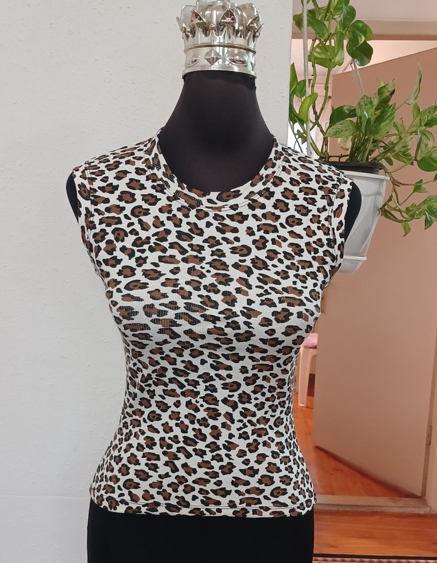 تاپ پلنگی کبریتی پنبه یقه گرد
