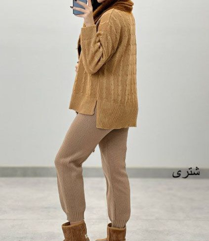 بلوز بافت زنانه مدل گیس بافت پشت بلند نخ ترک
