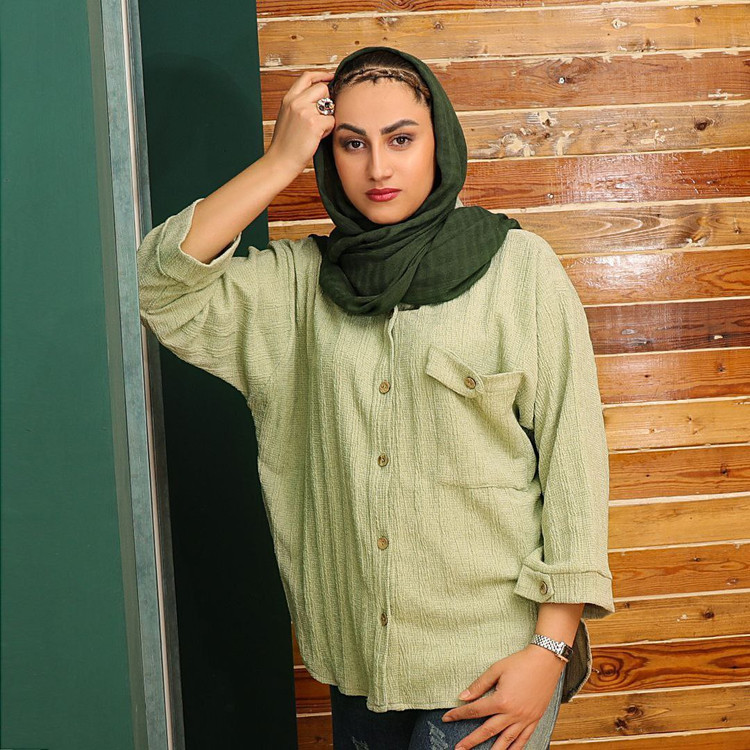 تونیک مانتویی پاییزه جلودگمه دار پارچه مراکشی