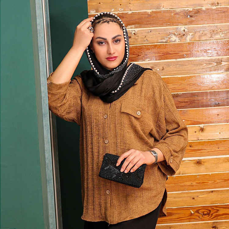 تونیک مانتویی پاییزه جلودگمه دار پارچه مراکشی