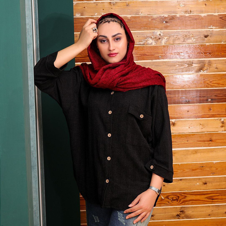 تونیک مانتویی پاییزه جلودگمه دار پارچه مراکشی