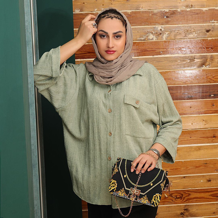 تونیک مانتویی پاییزه جلودگمه دار پارچه مراکشی