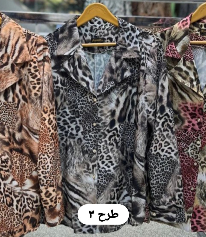 شومیز زنانه طرحدار یقه انگلیسی جلودگمه دار