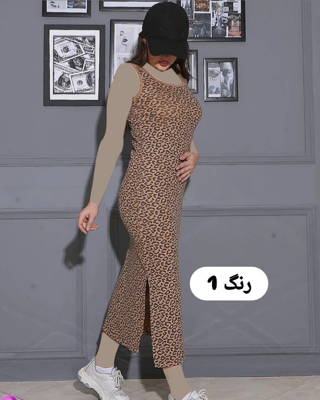 سارافون زنانه حلقه ای پلنگی کبریتی با کشسانی بالا (فروش اقساطی درچهارقسط)