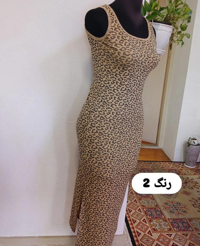 سارافون زنانه حلقه ای پلنگی کبریتی با کشسانی بالا (فروش اقساطی درچهارقسط)