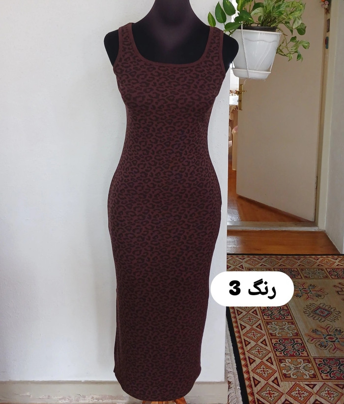 سارافون زنانه حلقه ای پلنگی کبریتی با کشسانی بالا (فروش اقساطی درچهارقسط)