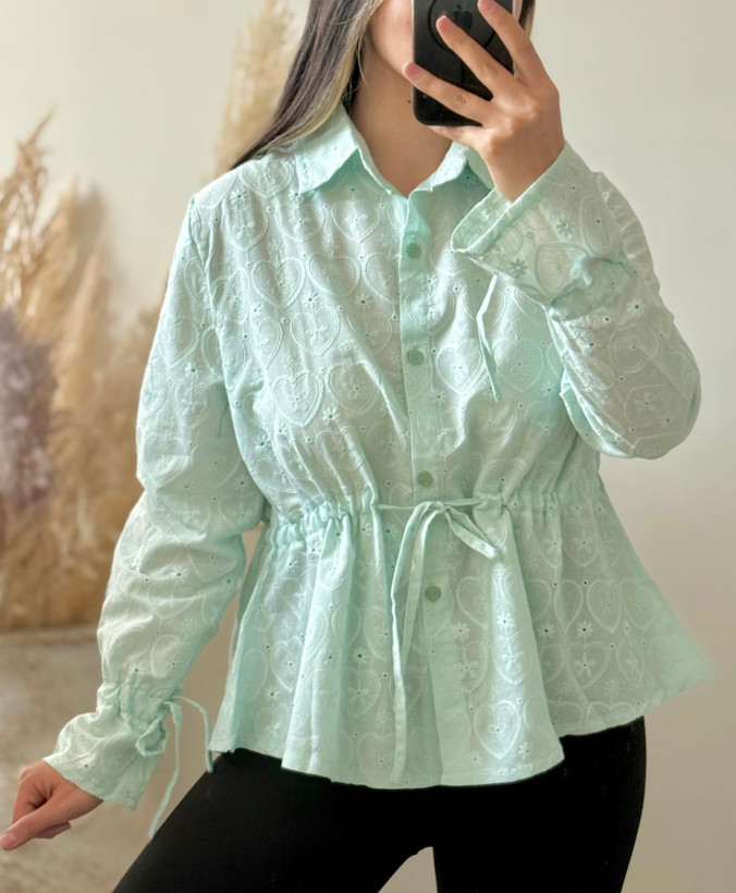 شومیز زنانه طرحدار سوزن دوزی پارچه ترک