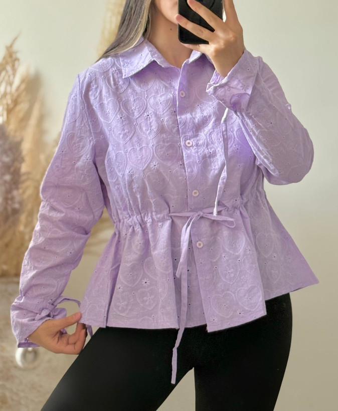 شومیز زنانه طرحدار سوزن دوزی پارچه ترک