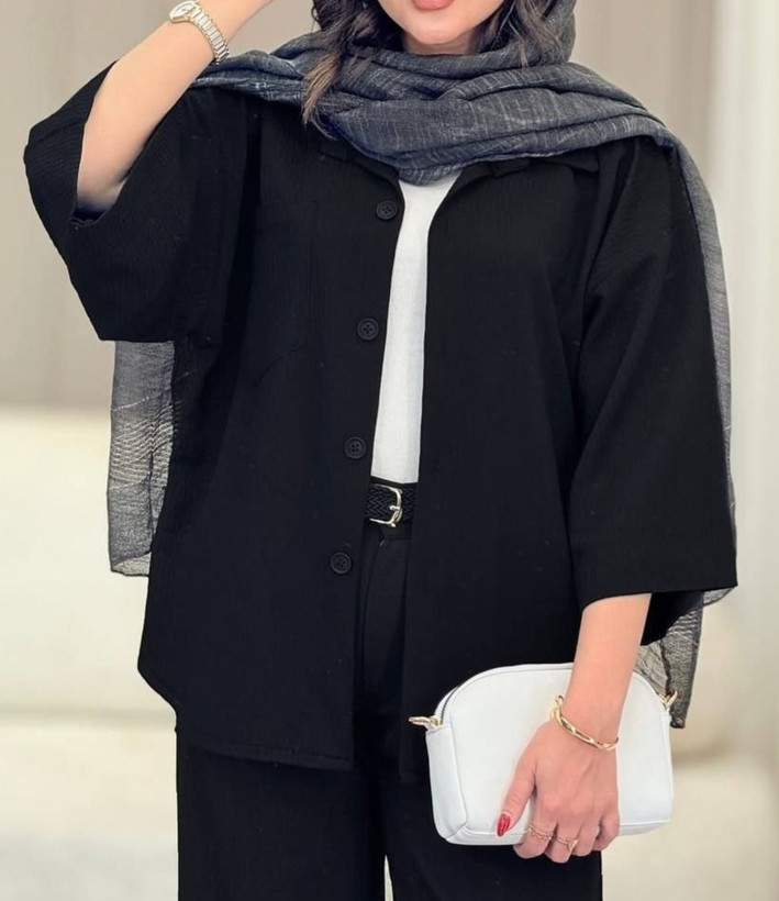 شومیز زنانه باکسی پاستیلی پشت پیله دار