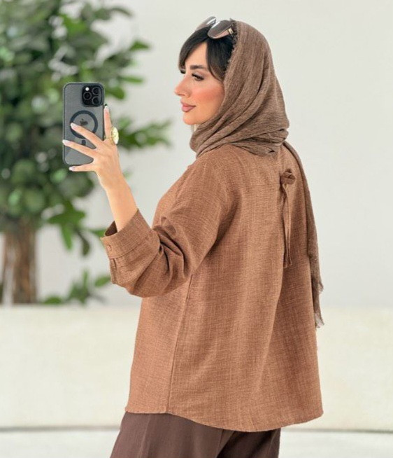 شومیز زنانه یقه مردانه جلودگمه پشت پاپیون