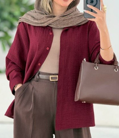 شومیز زنانه یقه مردانه جلودگمه پشت پاپیون