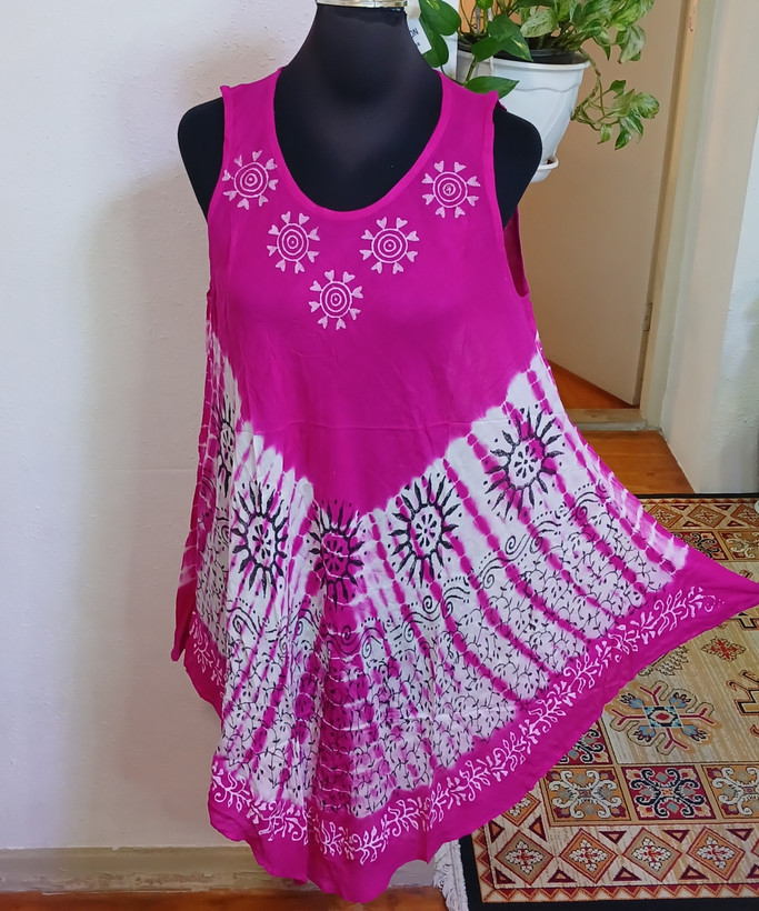 پیراهن ساحلی ( سارافون ) حلقه ای نخی وارداتی طرحدار فول کلوش (فروش اقساطی درچهارقسط)