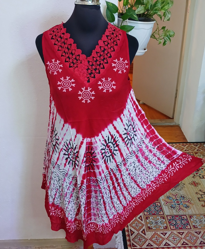 پیراهن ساحلی ( سارافون ) حلقه ای نخی وارداتی طرحدار فول کلوش (فروش اقساطی درچهارقسط)