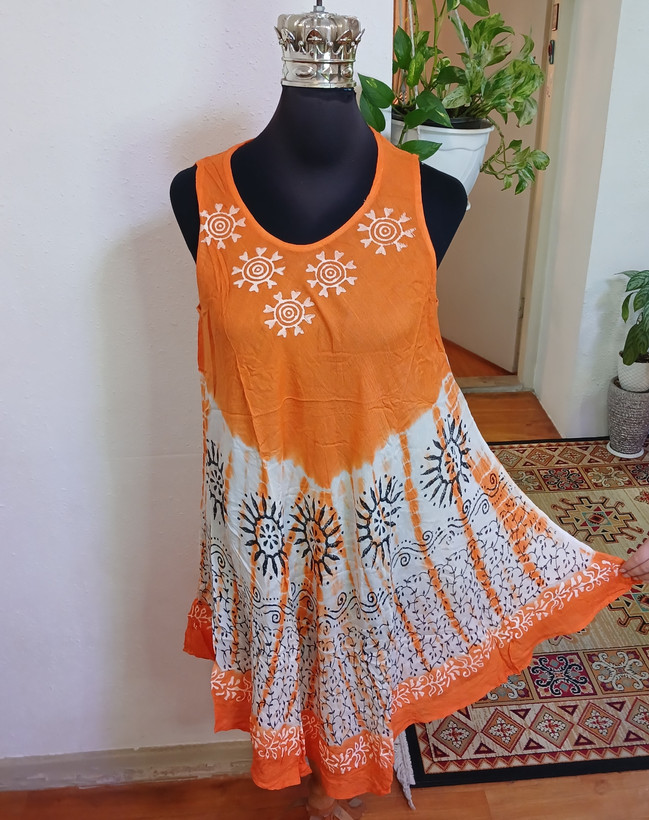 پیراهن ساحلی ( سارافون ) حلقه ای نخی وارداتی طرحدار فول کلوش (فروش اقساطی درچهارقسط)