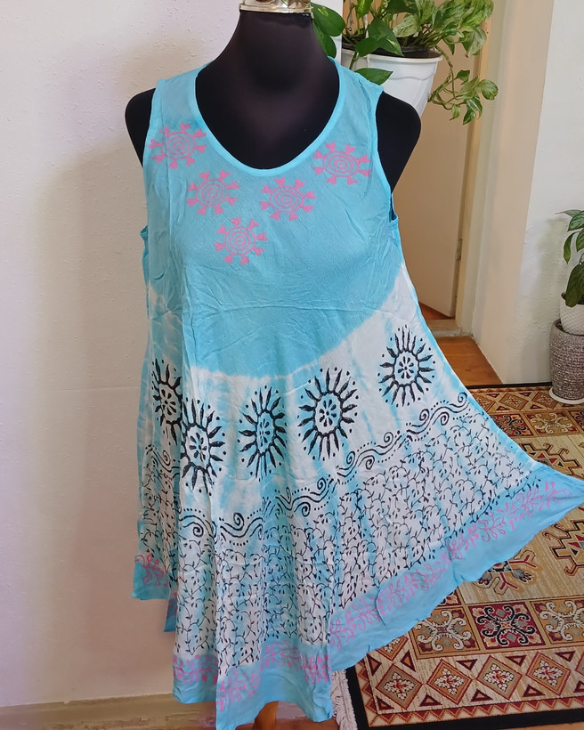 پیراهن ساحلی ( سارافون ) حلقه ای نخی وارداتی طرحدار فول کلوش (فروش اقساطی درچهارقسط)