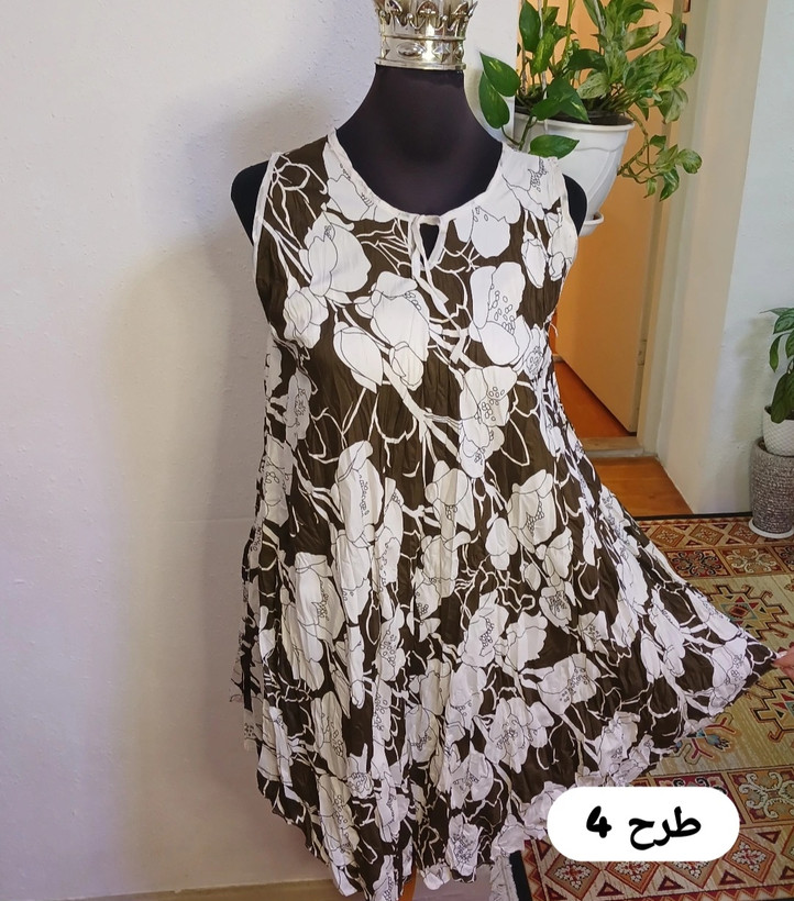 سارافون زنانه حلقه ای نخی چروک طرحدار فول کلوش