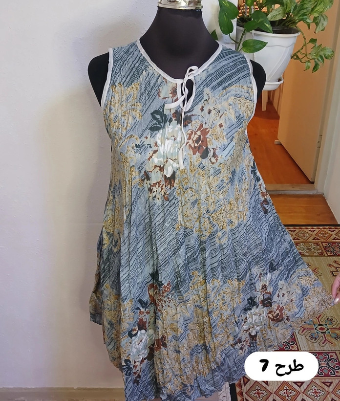 سارافون زنانه حلقه ای نخی چروک طرحدار فول کلوش