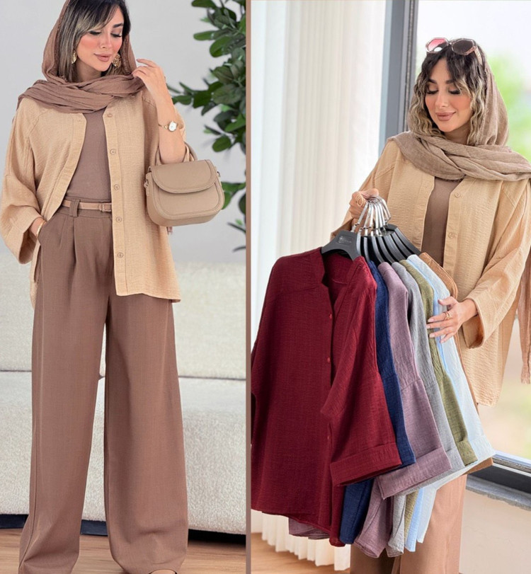 شومیززنانه باکسی جلودگمه یقه هفت مثلثی