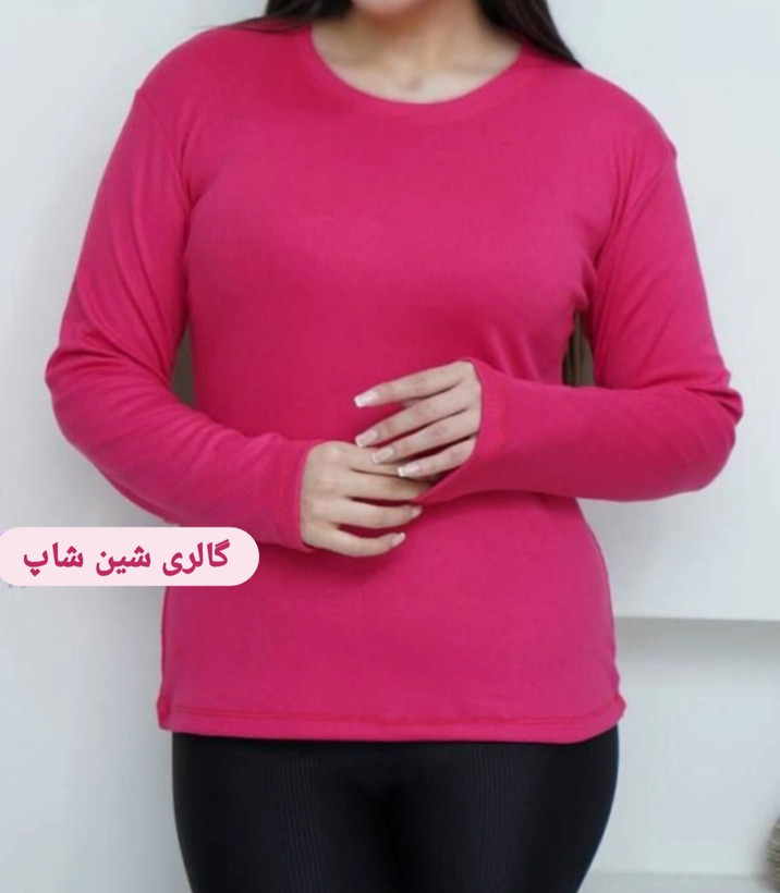 بلوززنانه یقه گرد کبریتی آستین بلند با کشسانی بالا