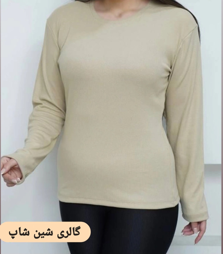 بلوززنانه یقه گرد کبریتی آستین بلند با کشسانی بالا