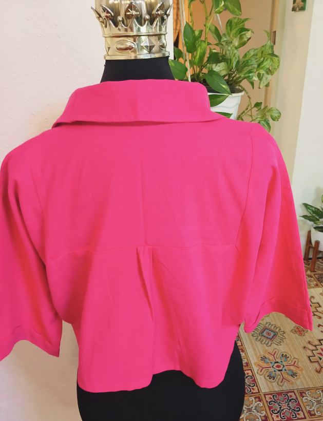 شومیز باکسی زنانه جلو گره ای یقه مردونه جلو دگمه