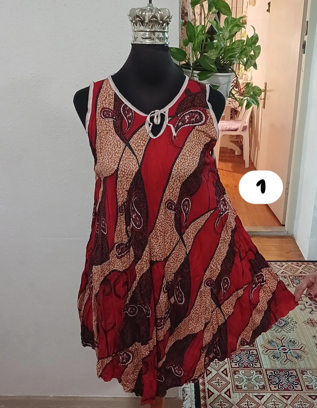 سارافون زنانه حلقه ای چروک نخی طرحدار فول کلوش