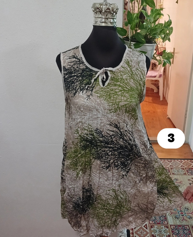 سارافون زنانه حلقه ای چروک نخی طرحدار فول کلوش