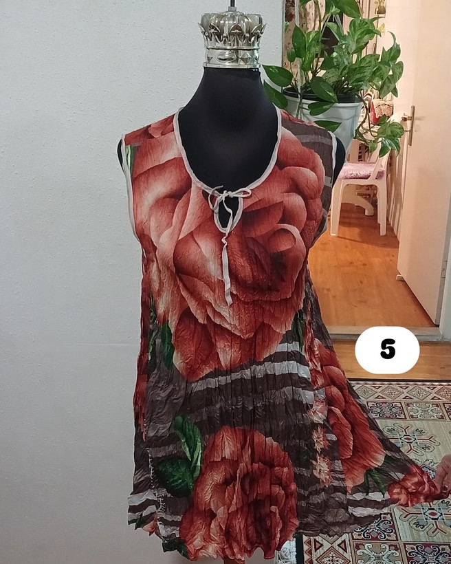 سارافون زنانه حلقه ای چروک نخی طرحدار فول کلوش