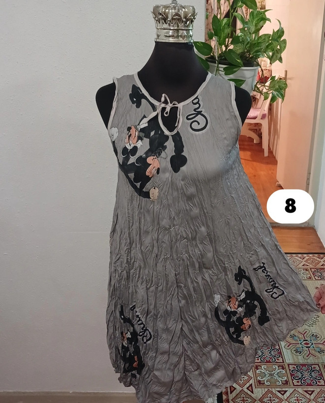 سارافون زنانه حلقه ای چروک نخی طرحدار فول کلوش