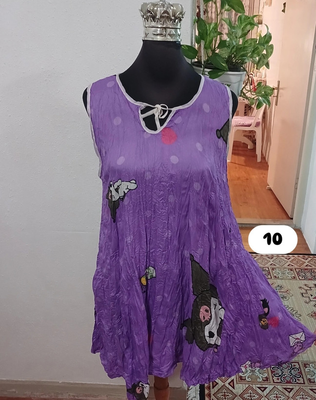 سارافون زنانه حلقه ای چروک نخی طرحدار فول کلوش