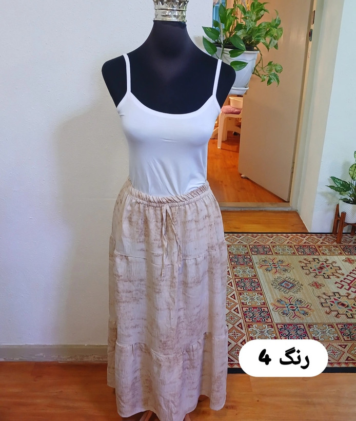 دامن کمرکش چیندار طبقه ای سه چین صوفیا طرحدار