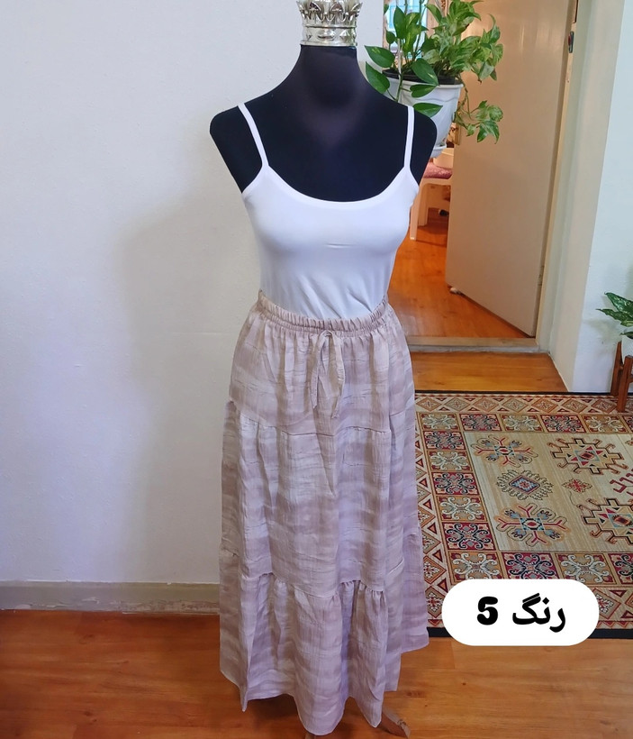 دامن کمرکش چیندار طبقه ای سه چین صوفیا طرحدار