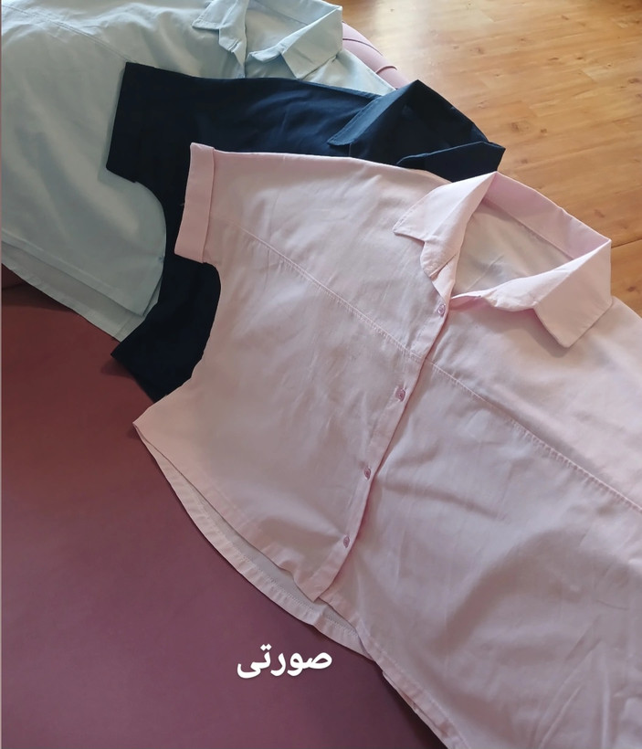 شومیزباکسی زنانه آستین کیمینو یقه مردونه جلودگمه لینن اسلپ