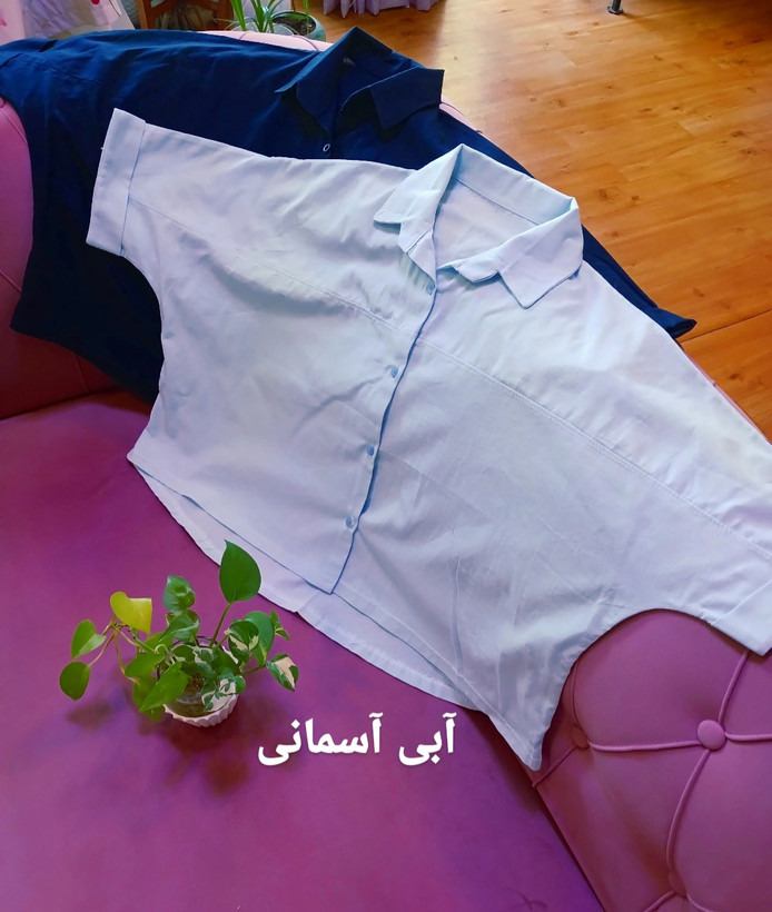 شومیزباکسی زنانه آستین کیمینو یقه مردونه جلودگمه لینن اسلپ