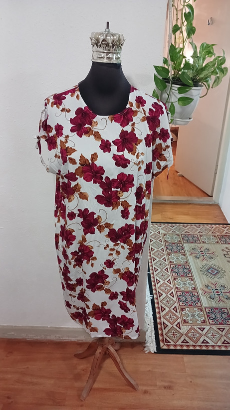 سارافون زنانه آستین سرخود بنددار نخ تایلندی طرحدار و قواره دار