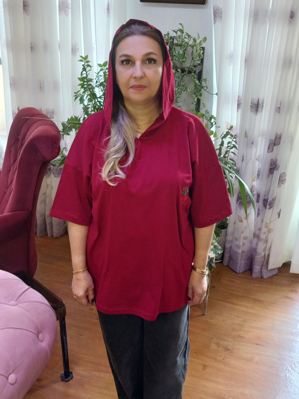 تیشرت باکسی کلاهدار پنبه سوپر