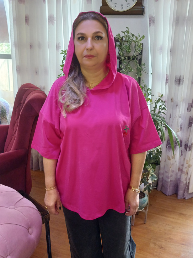 تیشرت باکسی کلاهدار پنبه سوپر