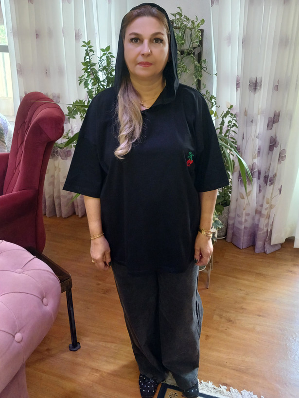 تیشرت باکسی کلاهدار پنبه سوپر