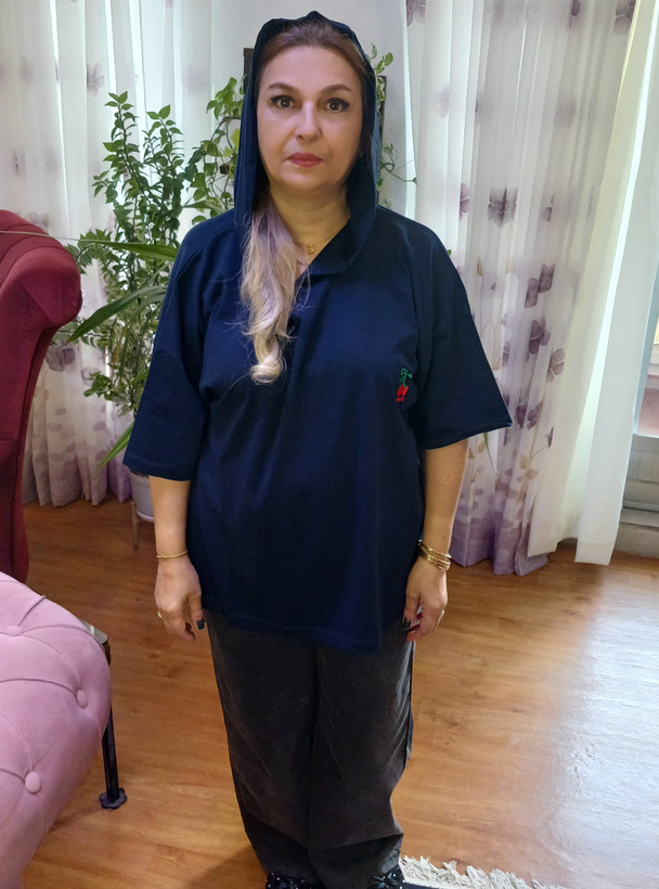 تیشرت باکسی کلاهدار پنبه سوپر