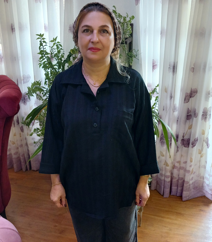 شومیز زنانه یقه مردونه سه دگمه سایز بزرگ