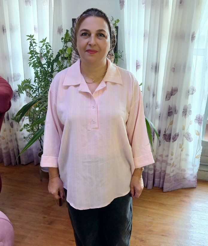 شومیز زنانه یقه مردونه سه دگمه سایز بزرگ