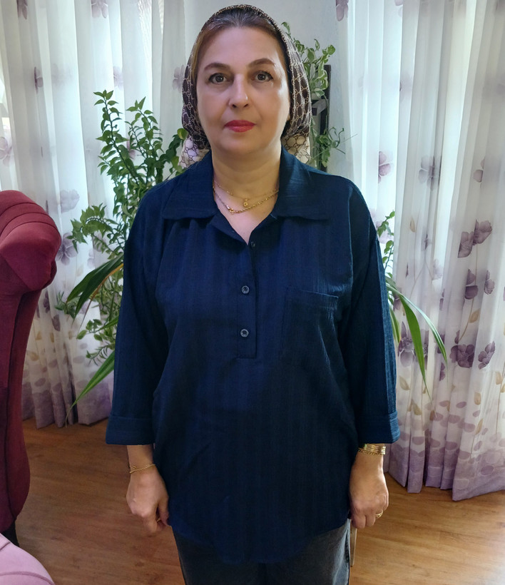 شومیز زنانه یقه مردونه سه دگمه سایز بزرگ