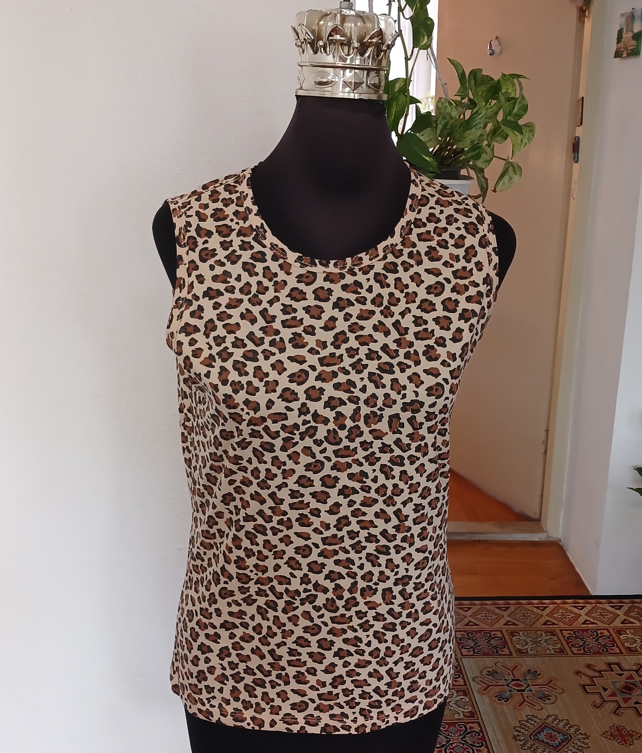 تاپ حلقه ای  زنانه پلنگی  نخ پنبه سایزبزرگ