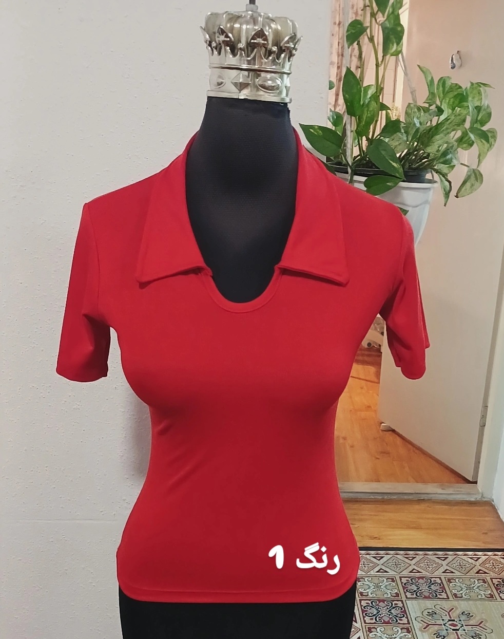 تیشرت یقه پولوشرتی کبریتی ریز با کشسانی