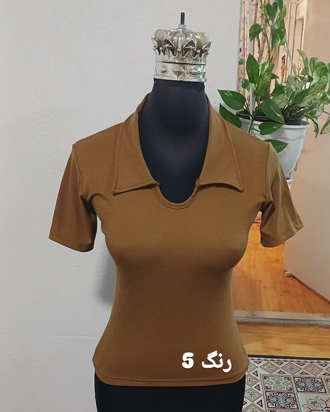 تیشرت یقه پولوشرتی کبریتی ریز با کشسانی